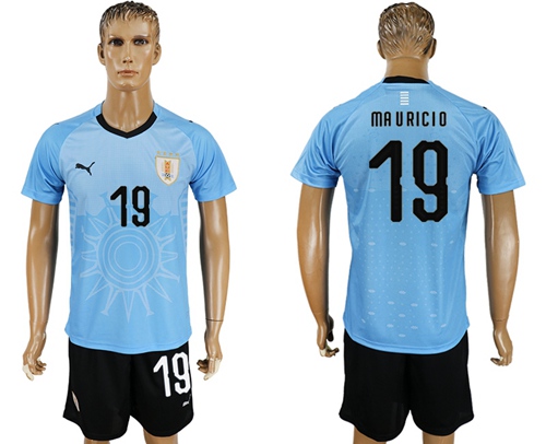 Uruguay #19 Ma V Ricio Home Soccer Country Jersey